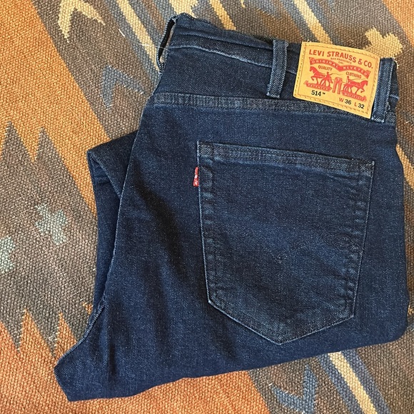 514 Men’s Levi Strauss & Co. W36 L32 Dark Navy Denim Straight Leg Stretch - Picture 3 of 8